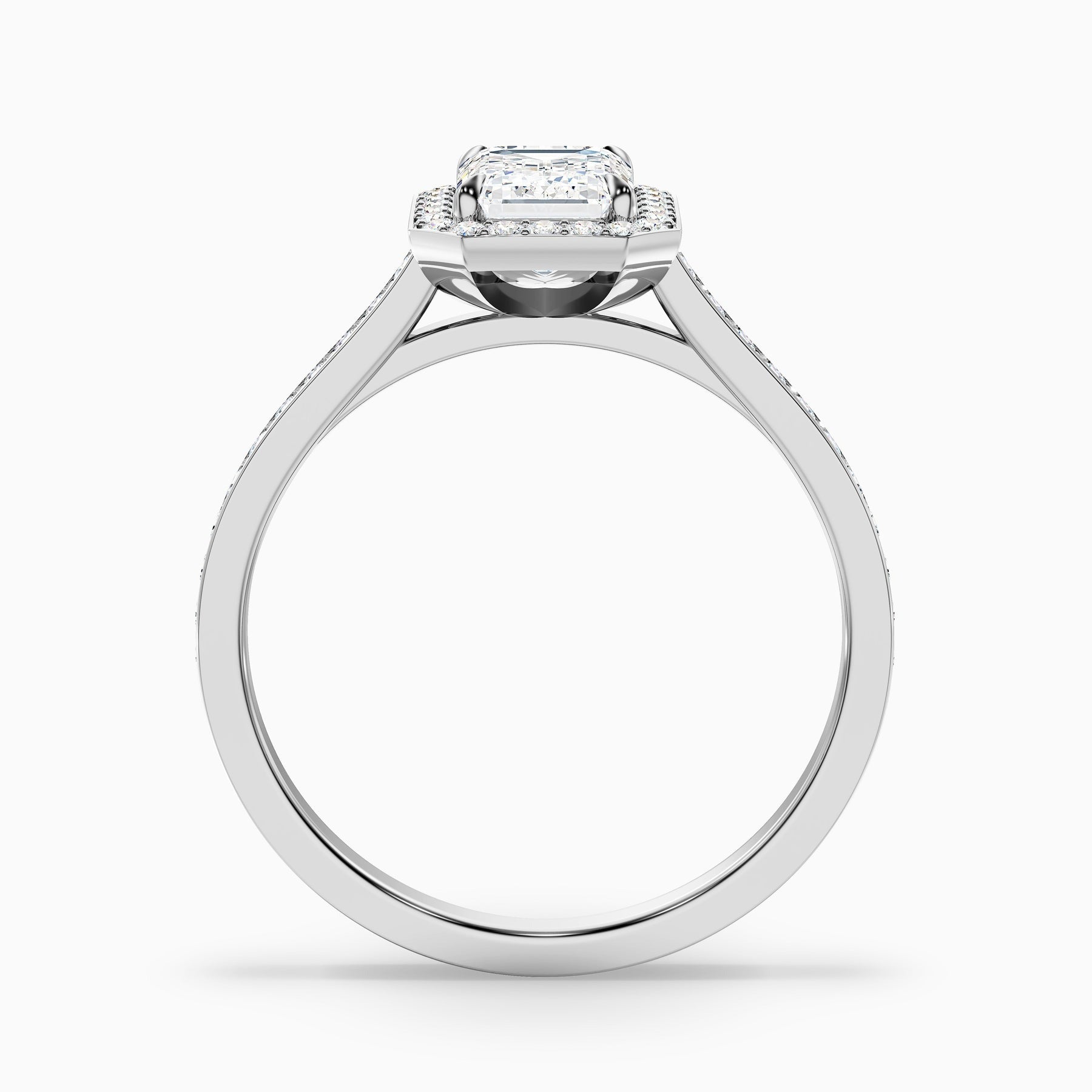 Velvet 1 Carat Emerald Cut Halo Pave Lab Grown Diamond Ring